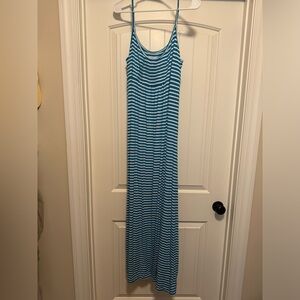 CALVIN KLEIN Blue and White Stripped Maxi Dress - 14